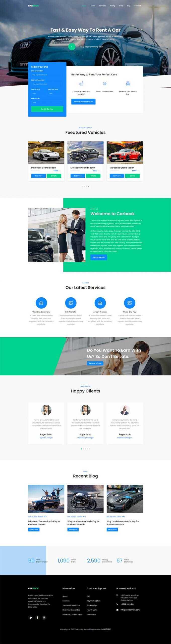 Bootstrap4汽车接送租赁服务网站html模板 - 创梦DreamCreation知识站