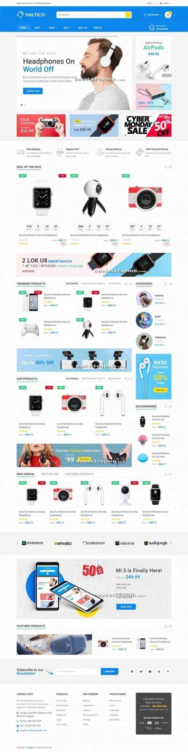 蓝色Bootstrap4大型响应式数码产品设备商城 - 创梦DreamCreation知识站