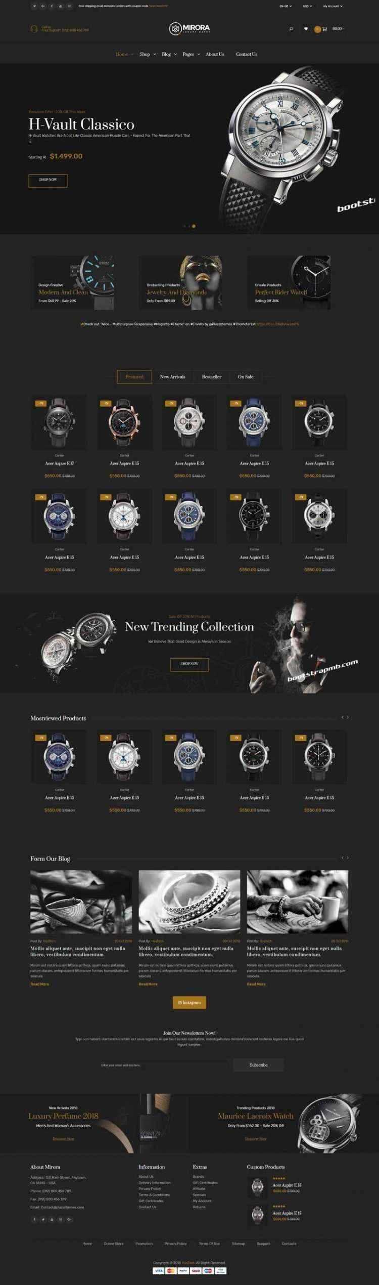 Bootstrap黑色响应式奢侈品手表商城网站 - 创梦DreamCreation知识站