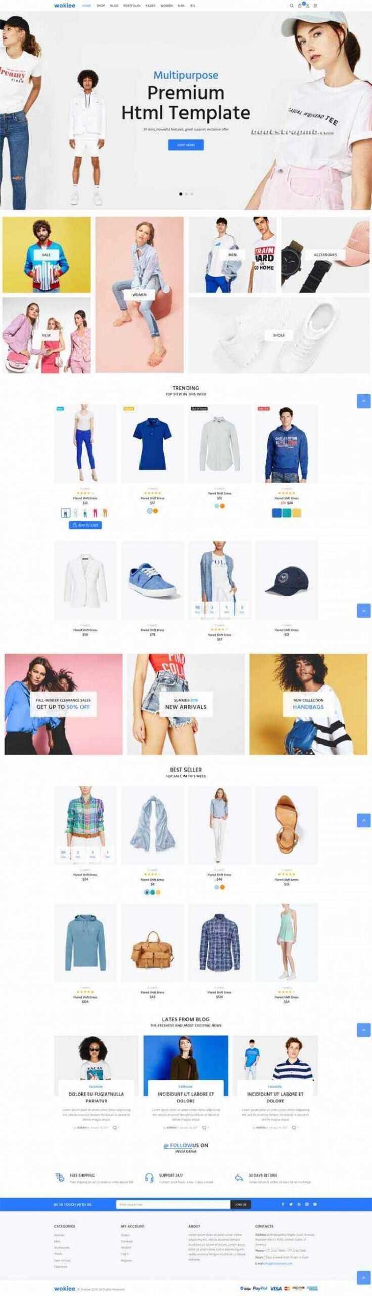 蓝色宽屏Bootstrap响应式服装购物商城 - 创梦DreamCreation知识站