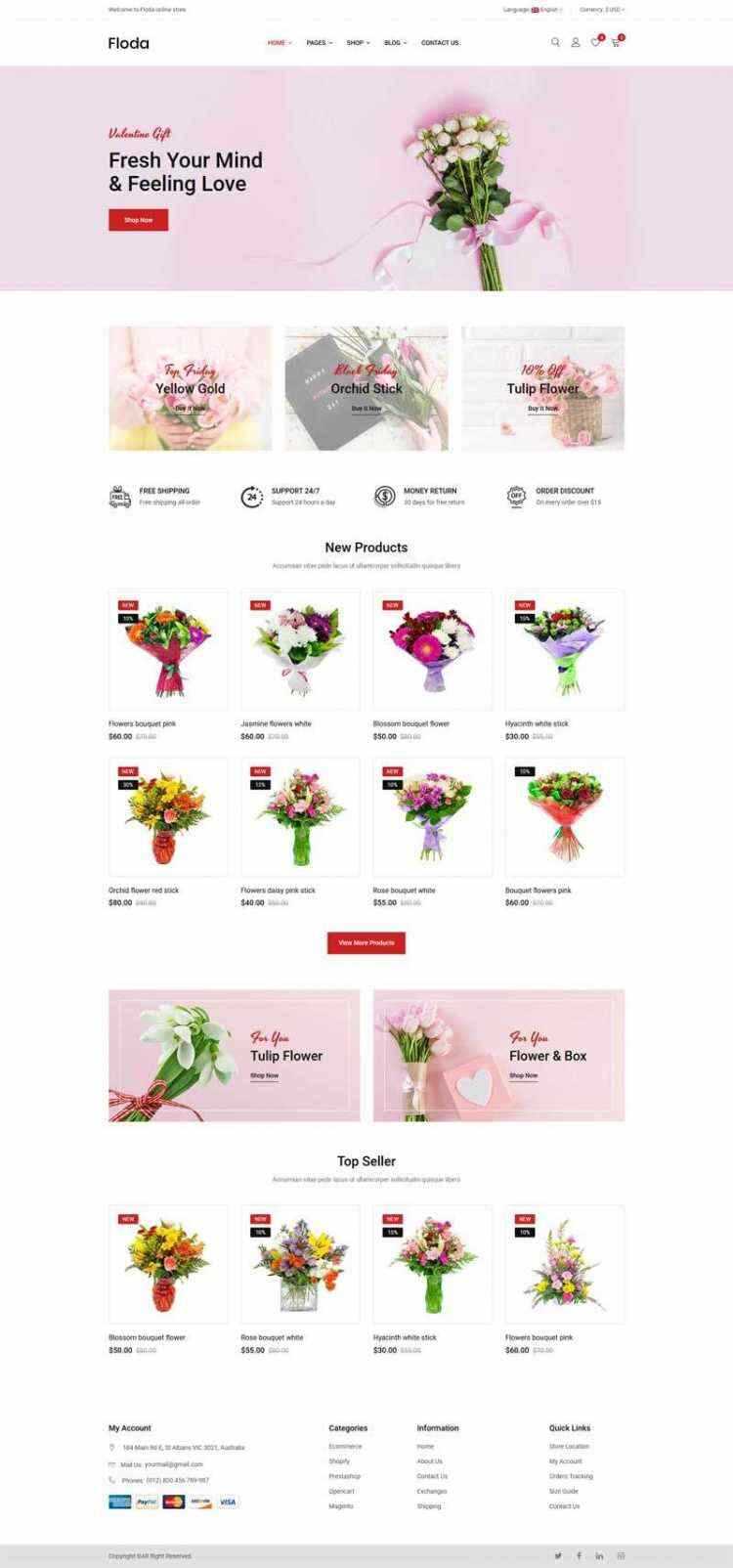 Bootstrap红色精美响应式鲜花花店电商网站 - 创梦DreamCreation知识站