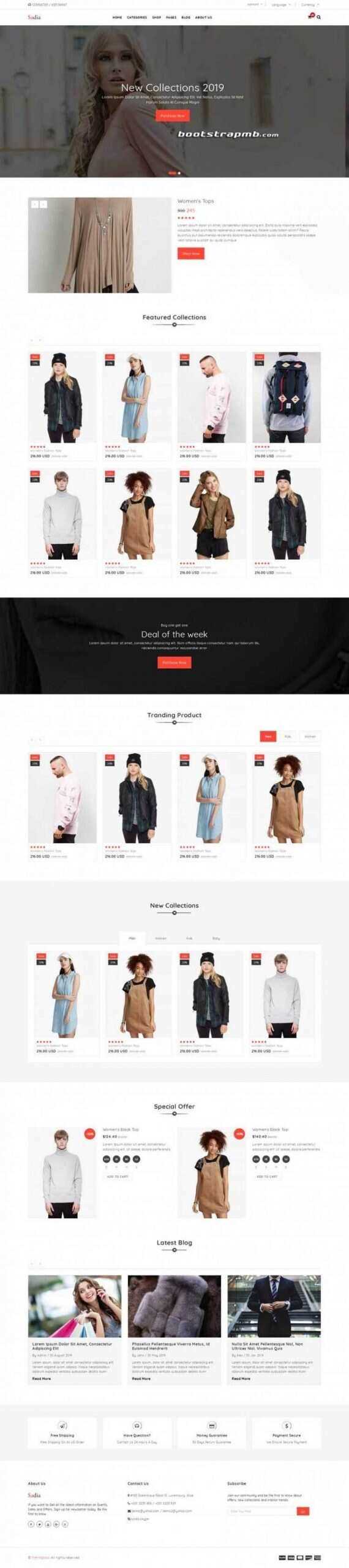 Bootstrap响应式英文服装商城 - 创梦DreamCreation知识站