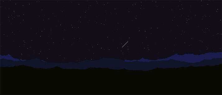 html5 canvas山顶夜空流星划过背景动画特效 - 创梦DreamCreation知识站
