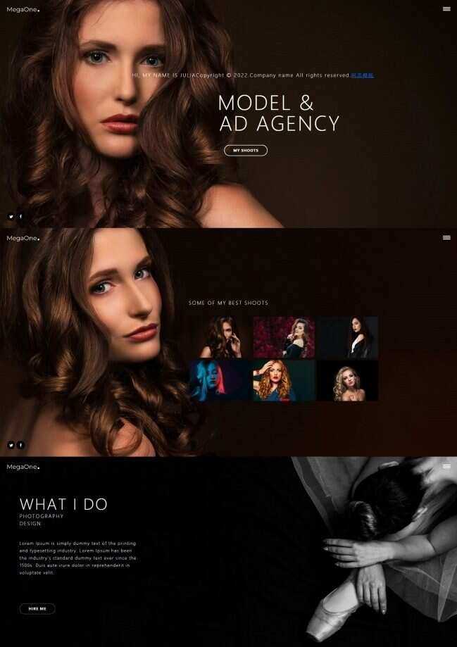 模特广告代理个人简历网页模板 - 创梦DreamCreation知识站