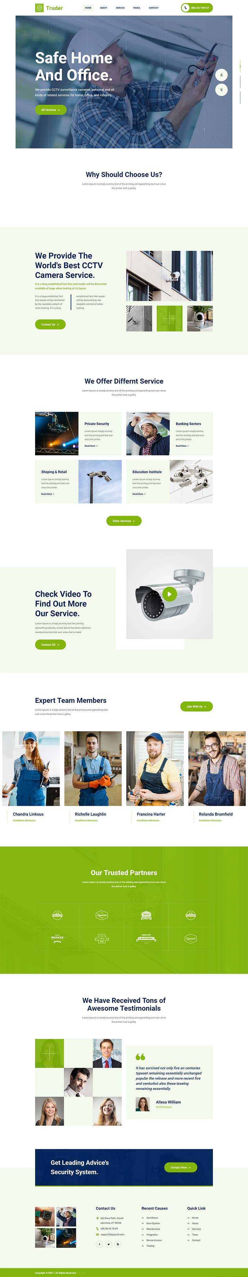 绿色风格视频监控安装安防公司网页模板 - 创梦DreamCreation知识站