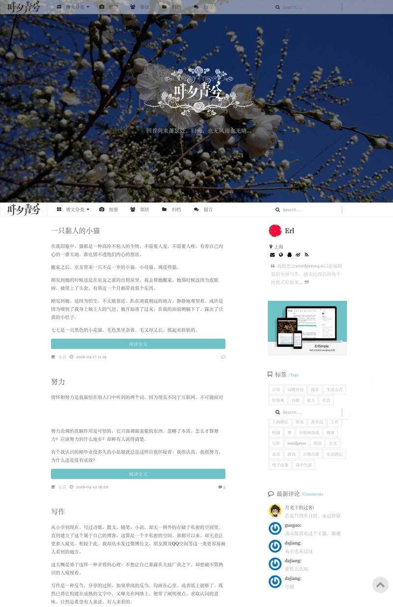 wordpress极简优秀的博客主题–ErlSimpleV1.5主题 - 创梦DreamCreation知识站