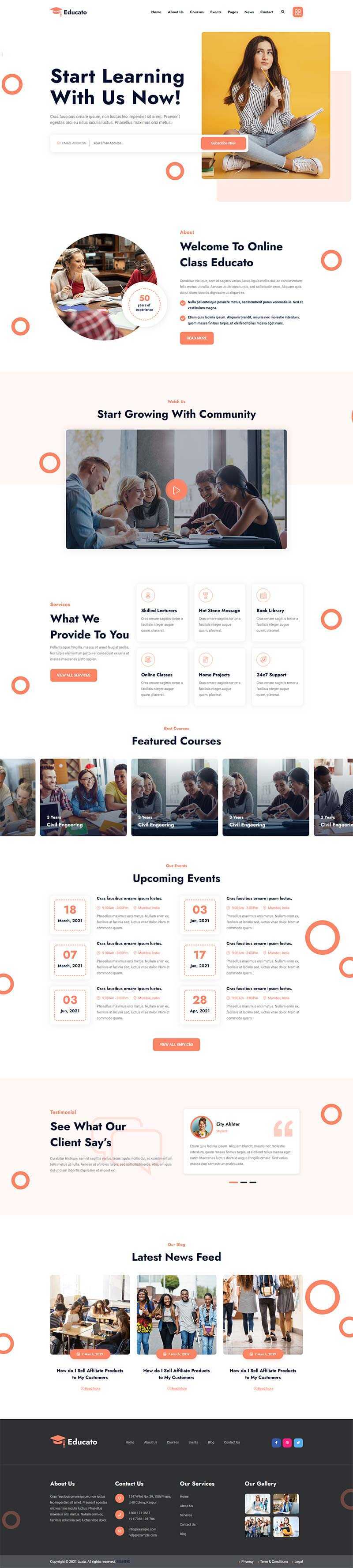 橘黄色响应式在线学习教育企业网站html模板 - 创梦DreamCreation知识站