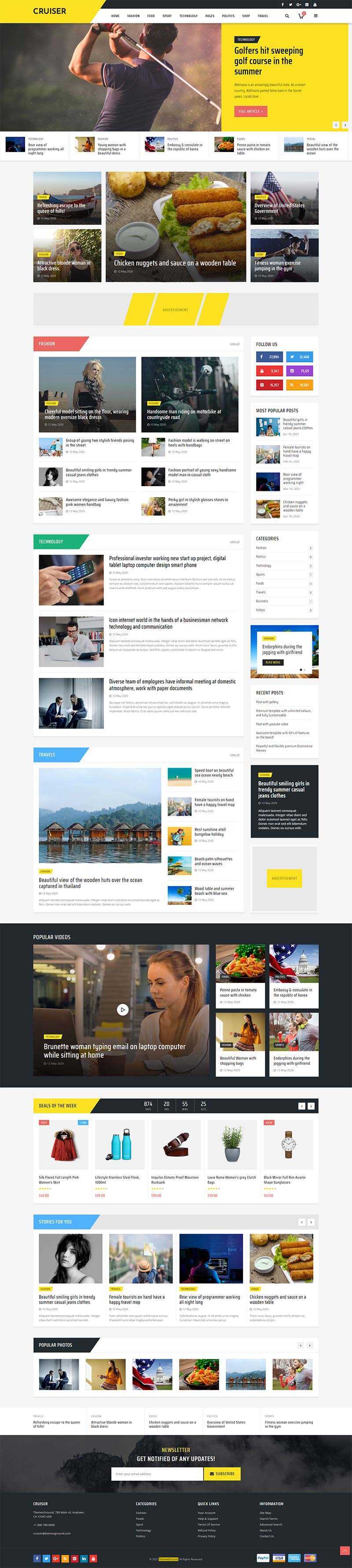 黄色响应式时尚资讯博客网站HTML模板 - 创梦DreamCreation知识站