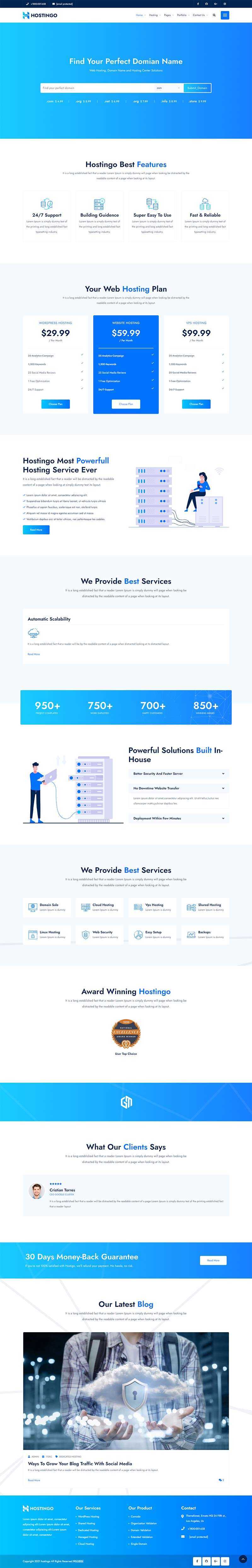 蓝色风格IDC服务器主机托管网站html模板 - 创梦DreamCreation知识站