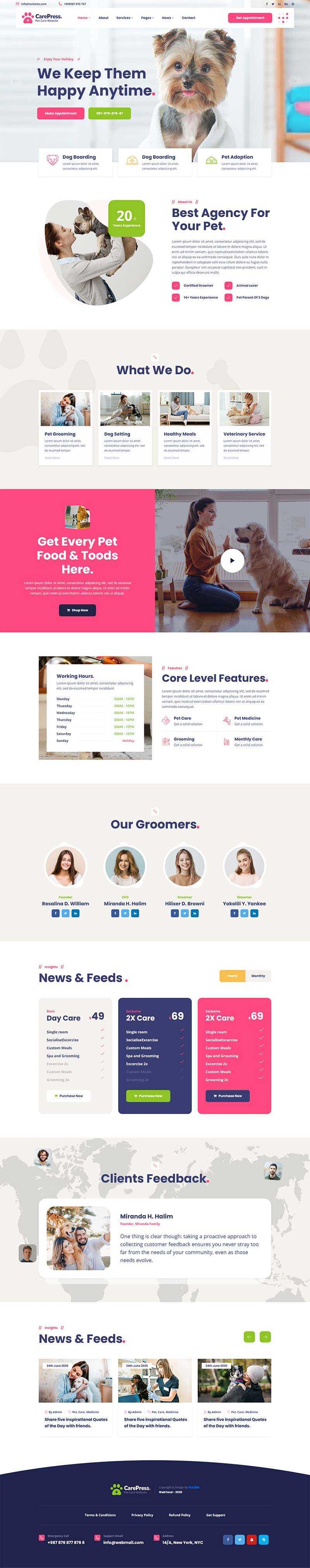 宠物护理医院兽医店铺官网HTML5模板 - 创梦DreamCreation知识站