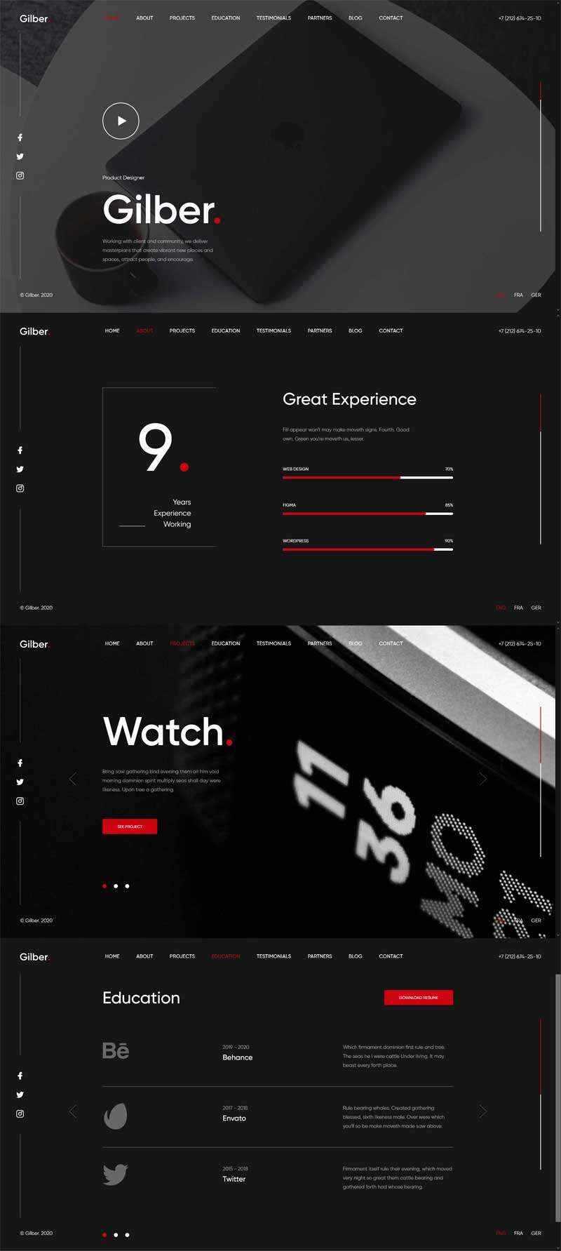 个人简历作品展示全屏滚动html模板 - 创梦DreamCreation知识站