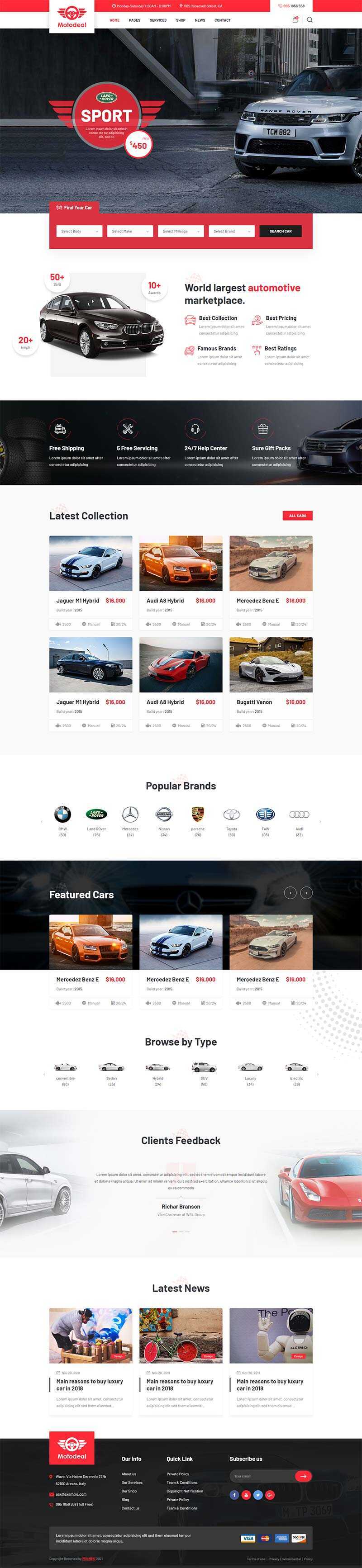 红色大气的汽车销售交易平台网页html模板 - 创梦DreamCreation知识站