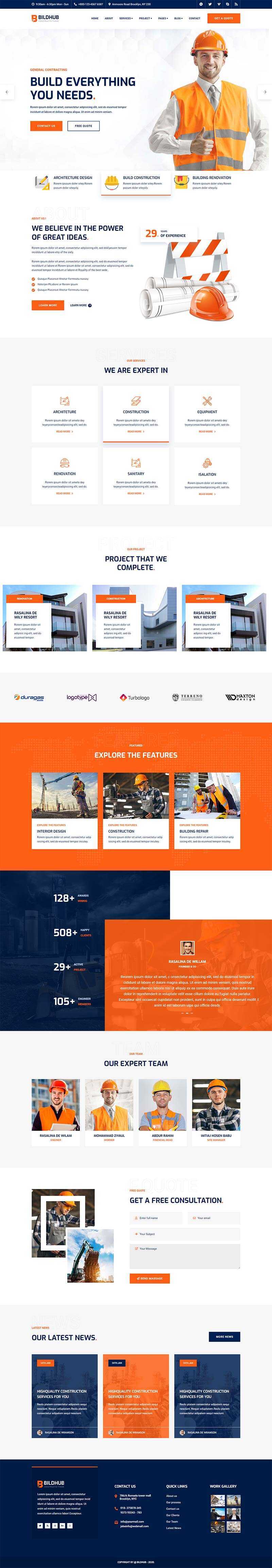 bootstrap橙色响应式建筑设计公司网站html模板 - 创梦DreamCreation知识站