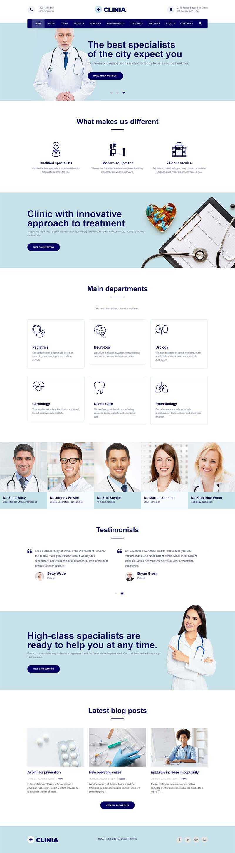 bootstrap蓝色医疗诊所服务网站HTML5模板 - 创梦DreamCreation知识站