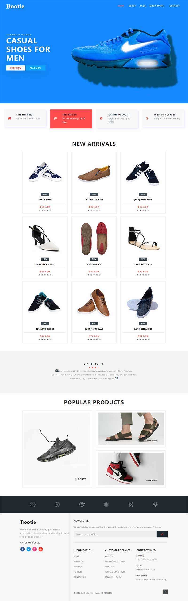 简洁大气的鞋子商城Bootstrap响应式网页模板 - 创梦DreamCreation知识站