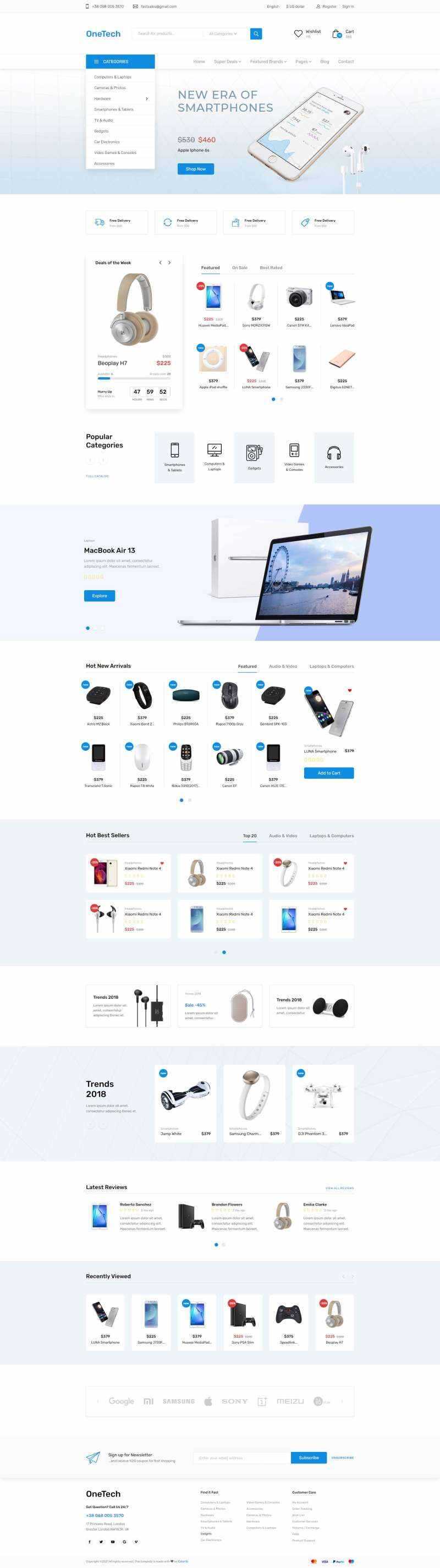 浅蓝色干净简洁的响应式数码商城html模板 - 创梦DreamCreation知识站