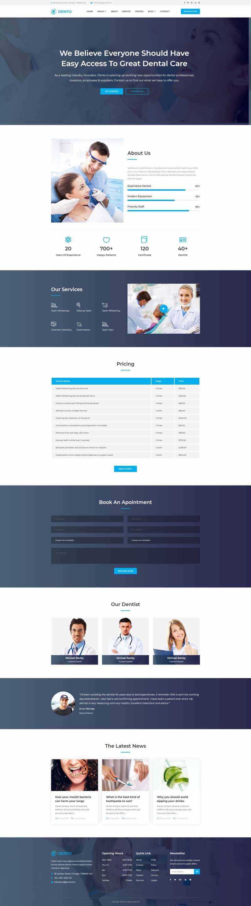 蓝色清爽的响应式牙科预约网站html模板 - 创梦DreamCreation知识站