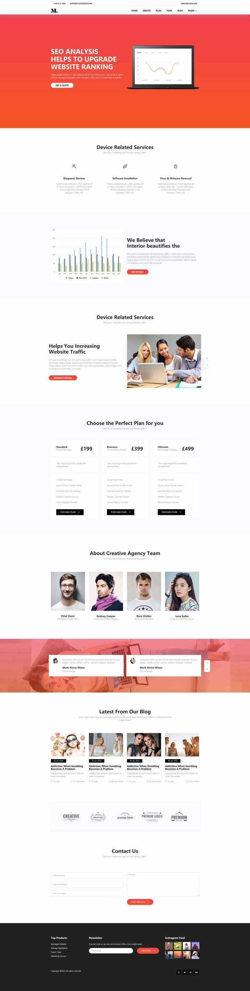 红色响应式SEO优化服务网站html模板 - 创梦DreamCreation知识站
