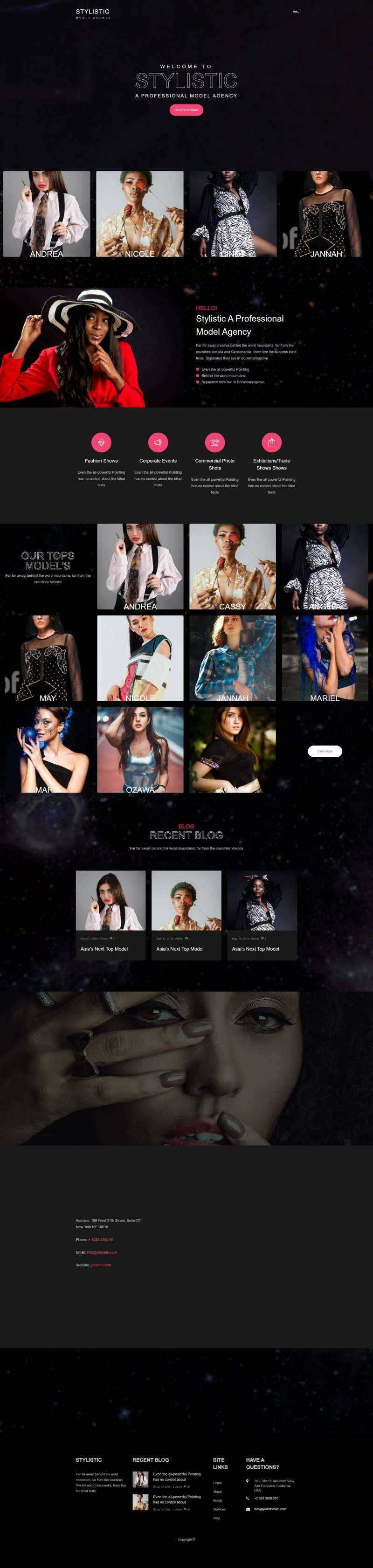 全屏背景Bootstrap4模特经纪公司网站模html板 - 创梦DreamCreation知识站