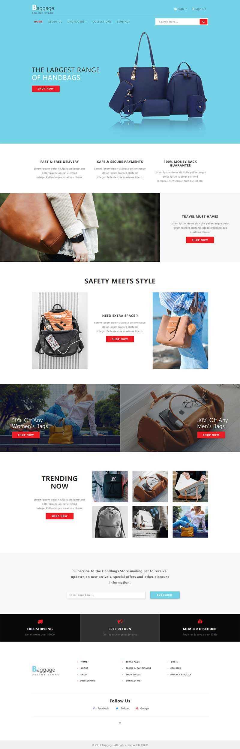 Bootstrap响应式箱包电子商务网站html模板 - 创梦DreamCreation知识站