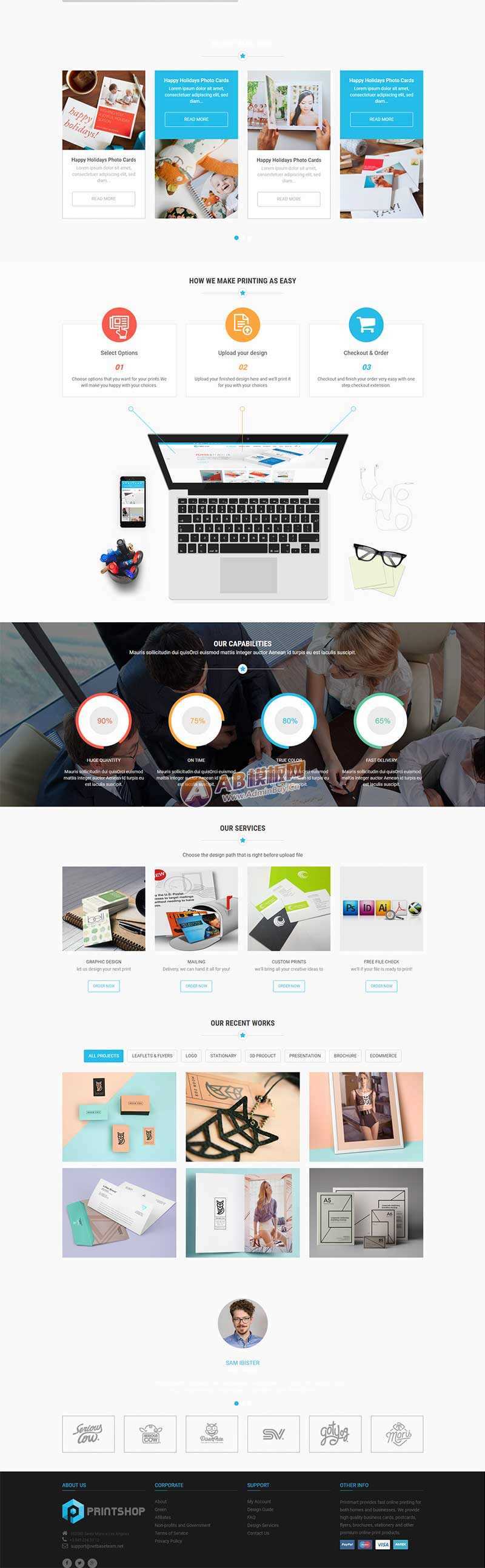 图片[2] - 蓝色的响应式名片印刷公司网站html模板 - 创梦DreamCreation知识站