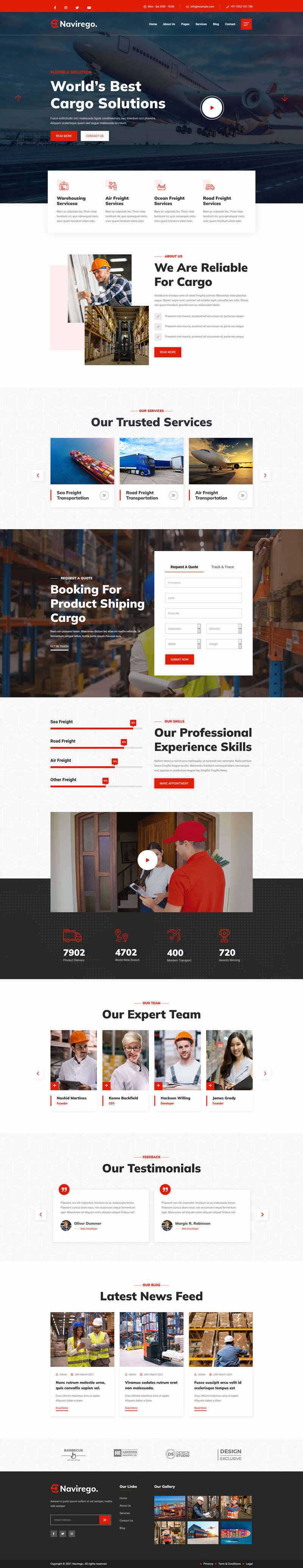 bootstrap红色的物流快递公司网站HTML模板 - 创梦DreamCreation知识站