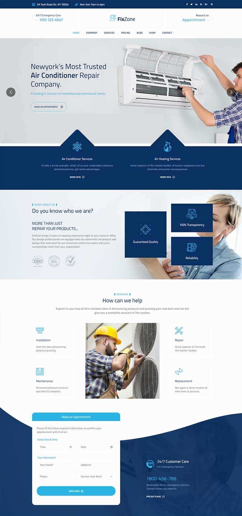 Bootstrap空调电器维修服务网站HTML模板 - 创梦DreamCreation知识站