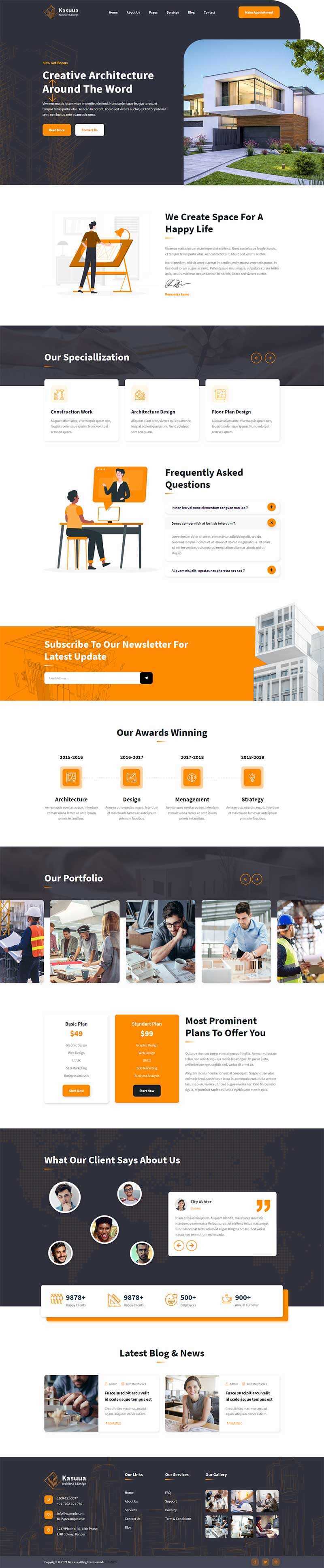 bootstrap建筑设计公司官网HTML模板 - 创梦DreamCreation知识站