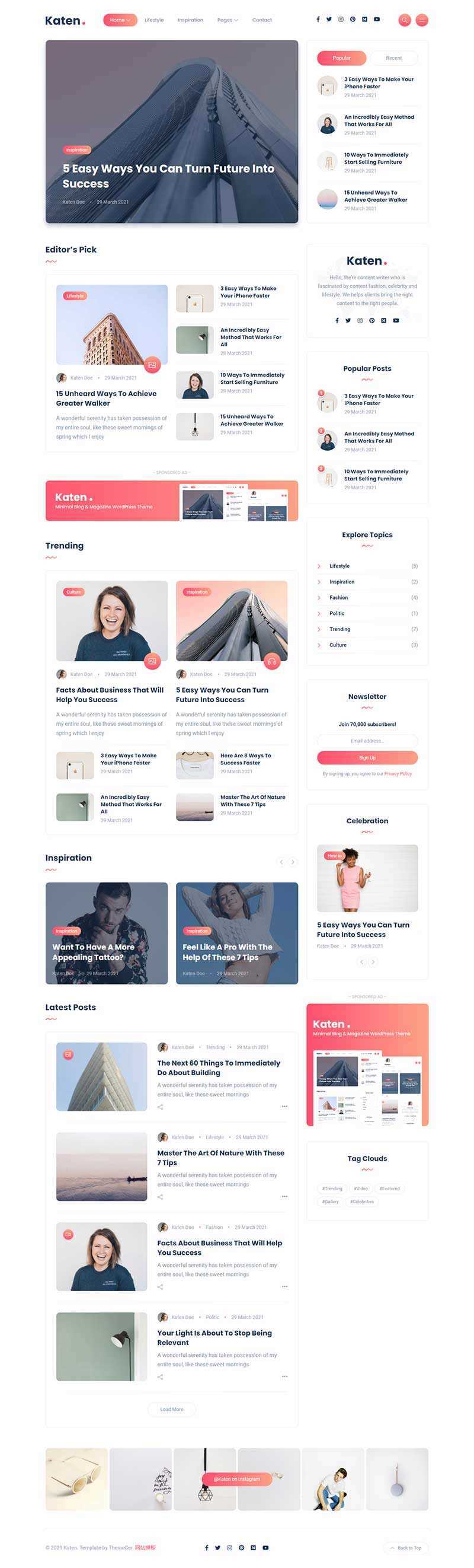 bootstrap响应式博客和杂志HTML模板 - 创梦DreamCreation知识站