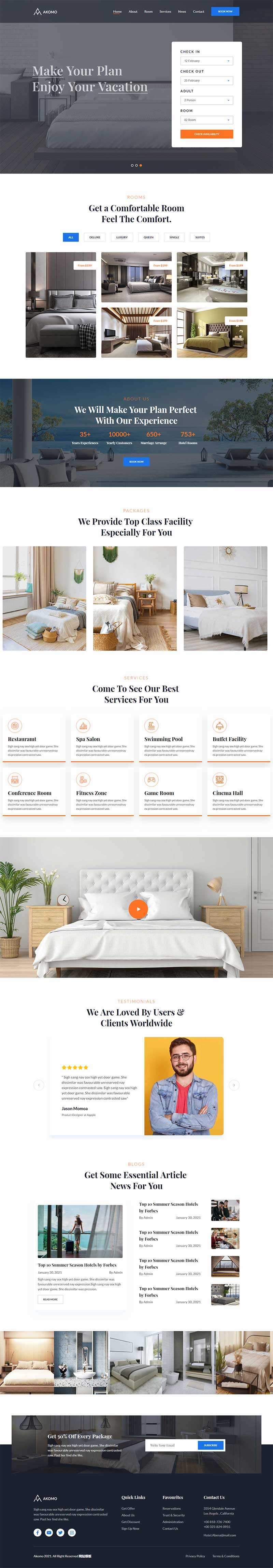 多功能酒店预订、度假村和酒店官网HTML模板 - 创梦DreamCreation知识站