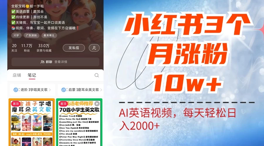 小红书三个月涨粉10W，AI英语视频0成本制作，每天轻松日入2000+ - 创梦DreamCreation知识站
