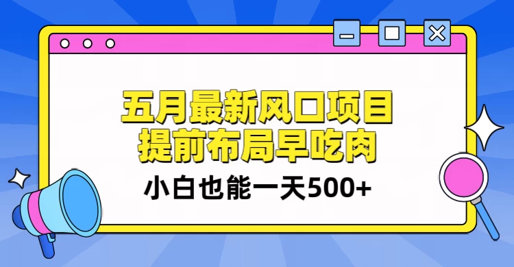 5月最新风口项目，提前布局早吃肉，小白也能一天暴利500+ - 创梦DreamCreation知识站