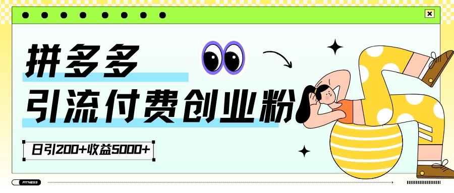 拼多多引流付费创业粉，日引200+，收益5000+ - 创梦DreamCreation知识站