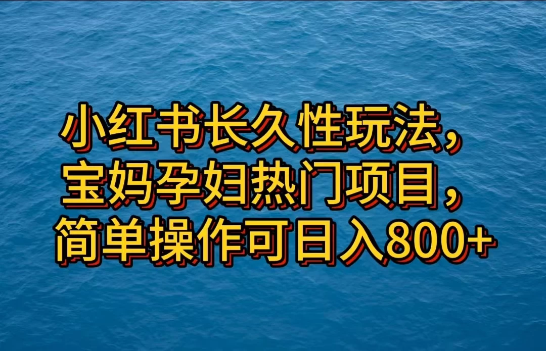 小红书长久性玩法，宝妈孕妇热门项目，简单操作可日入800+ - 创梦DreamCreation知识站