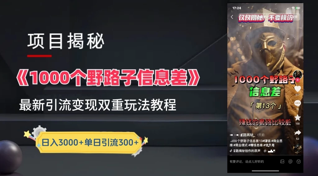 抖音最新一千个野路子玩法教程，变现+引流双重玩法，野路子信息差 - 创梦DreamCreation知识站