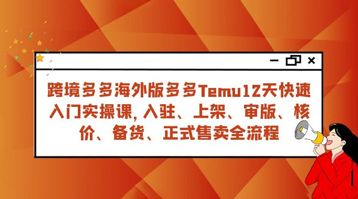 拼多多海外版 Temu 跨境电商 12 天快速入门实战课，从入驻上架到正式售卖全流程 - 创梦DreamCreation知识站