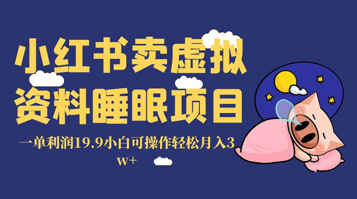 小红书卖虚拟资料睡眠项目，一单利润 19.9 小白可操作轻松月入 3w+ - 创梦DreamCreation知识站