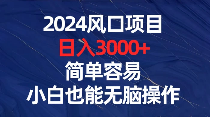 2024 风口项目，日入 3000+，简单容易，小白也能无脑操作 - 创梦DreamCreation知识站
