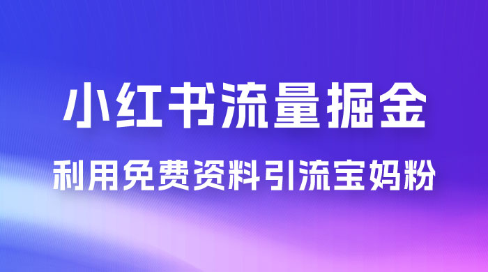小红书流量掘金，利用免费资料暴力引流宝妈粉，私域高利润转化 - 创梦DreamCreation知识站
