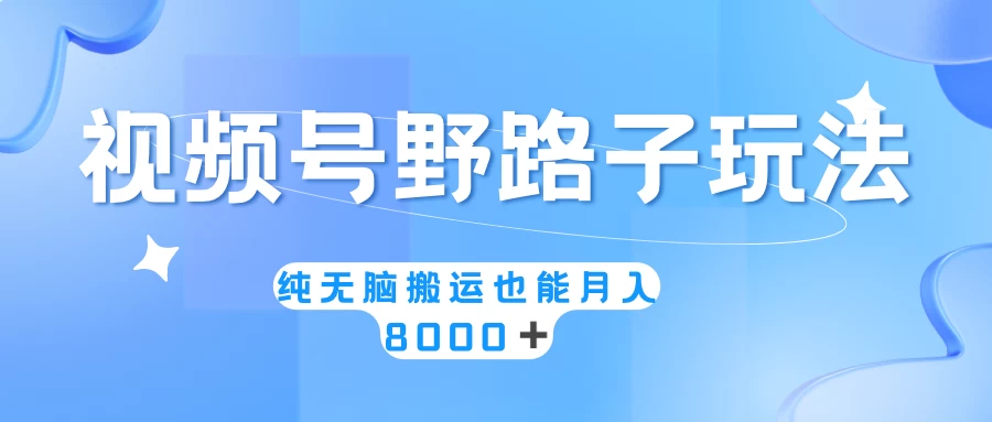 视频号野路子玩法，纯无脑搬运小白可做，月入8000+ - 创梦DreamCreation知识站