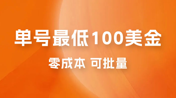仅揭秘：单号最低 100 美金，零成本，小白无脑操作，可复制，可扩大 - 创梦DreamCreation知识站