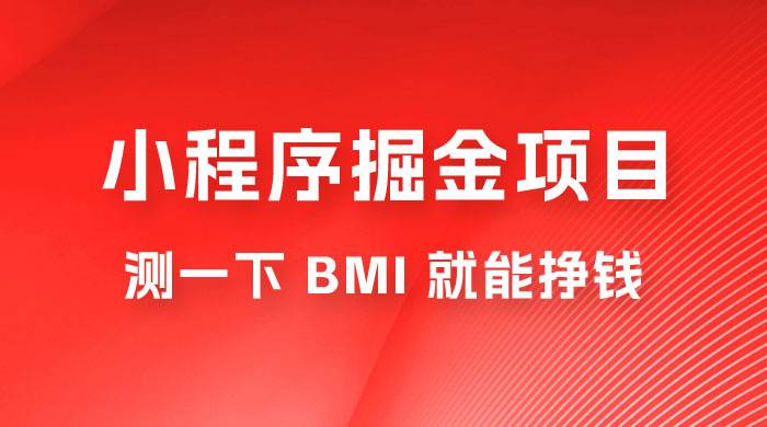 日入 300+ 的小程序掘金项目，测一下 BMI 就能挣钱 - 创梦DreamCreation知识站