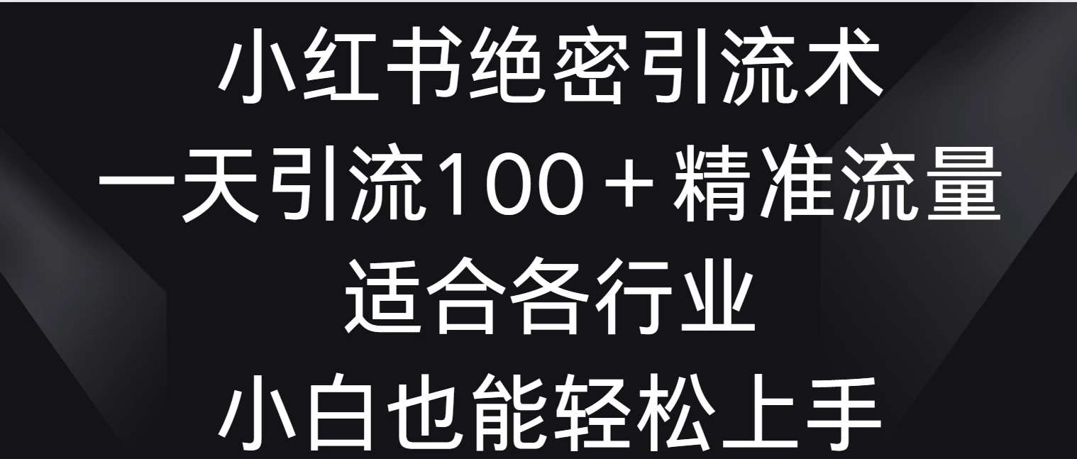 小红书绝密引流术，一天引流100＋精准流量，适合各个行业，小白也能轻松上手 - 创梦DreamCreation知识站