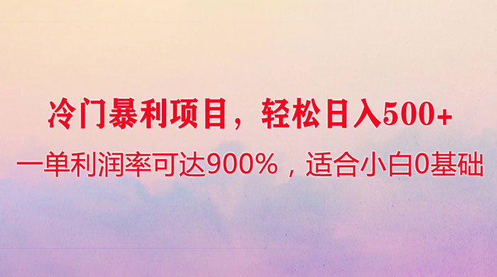 冷门暴利项目，一单利润率可达 900%，轻松日入 500+，适合小白 0 基础 - 创梦DreamCreation知识站