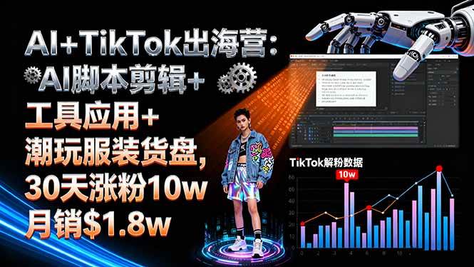 （16108期）AI+TikTok出海营:AI脚本剪辑+工具应用+潮玩服装货盘,30天涨粉10w月销$1.8w - 创梦DreamCreation知识站