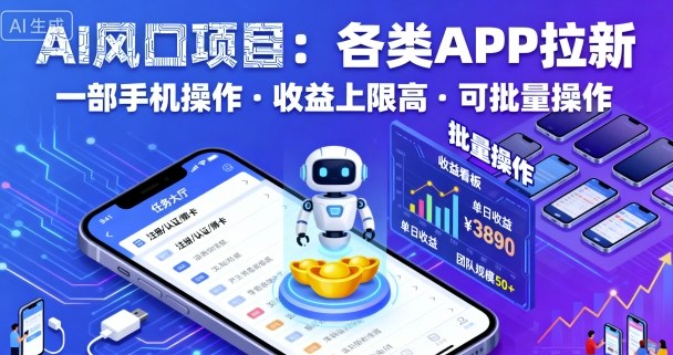 AI风口项目，各类APP拉新，一部手机就可以操作，收益上限高，可批量操作 - 创梦DreamCreation知识站