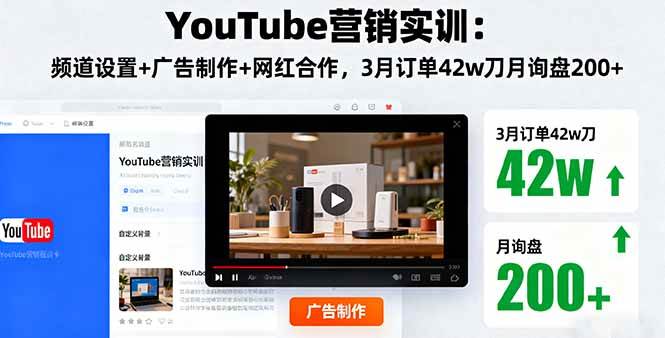 （16107期）YouTube营销实训：频道设置+广告制作+网红合作，3月订单42w刀月询盘200+ - 创梦DreamCreation知识站